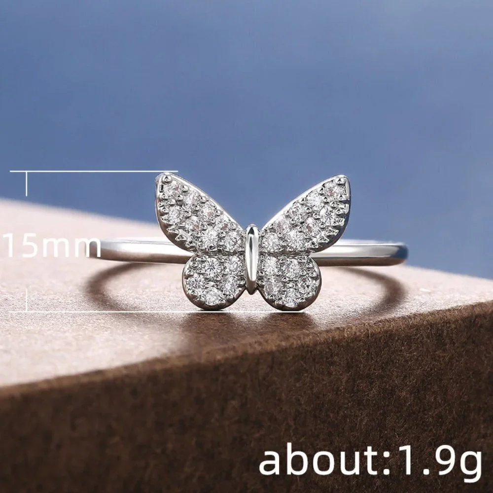 ⚡ Sweet Refine Butterfly Romantic Simple Silver Ring for Women, PD604